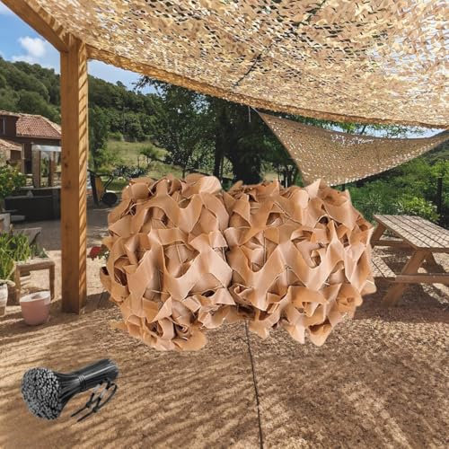 Générique Filet De Camouflage Sable, Toile Ombrage Exterieur, Voile D'ombrage Rectangulaire pour Pergola, Auvent De Terrasse, Protection Solaire(4x4 M)