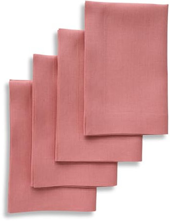 Solino Home Diana Stoffservietten, 4 Stück, 100 % reines Leinen, Motiv: Dusty Rose, 50,8 x 50,8 cm, für den Sommer, mittelschwer, handgefertigt und maschinenwaschbar