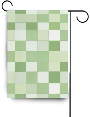 Bandiera verde chiaro e bianca a scacchi blu navy bandiere all'aperto per la decorazione del patio 28x40 double sided