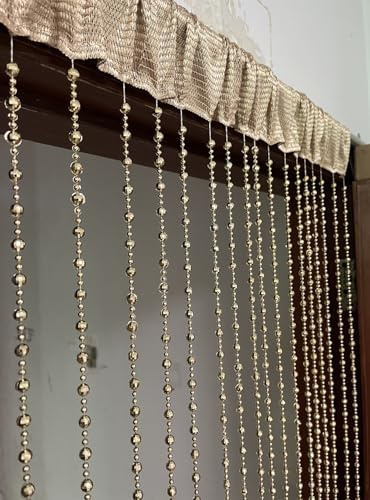 ZiDeTang 100cm x 195cm Sparking Plating Plastic Diamond Décor Beaded Door Curtain String Doorway Room Divider Window Tassel Blind Screen Panel (Gold)