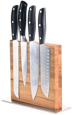 Magnetischer Messerblock aus Eichenholz in Handarbeit - Beidseitig nutzbar - Starke Magneten - Made in Gemany - Messerhalter