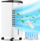 Uthfy - Aire acondicionado portátil sin ventanas, enfriador de aire evaporativo 3 en 1 con 6 paquetes de hielo, 4 modos, oscilación de 120°, temporizador de 12 H, 3 velocidades, control remoto