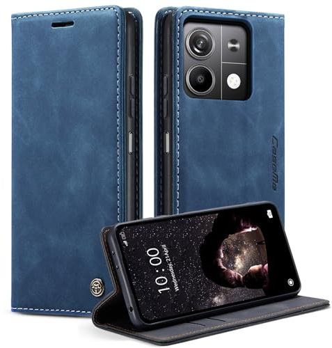 Azororo Handyhülle für Xiaomi Redmi Note 13 5G Hülle Premium Lederhülle Flip Case Magnet Tascher Kartenfach Standfunktion Klapphülle Schutzhülle für Redmi Note 13 5G, Blau