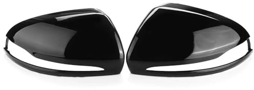 Auto Spiegelkappen Kohlefaser/Glänzend Schwarz Auto Rückspiegel Abdeckung Seitenflügel Kappe Für Mercedes Für Benz C GLC SE Klasse W205 X253 W222 W213 W238 Rückspiegelgehäuse(Glänzend schwarz)