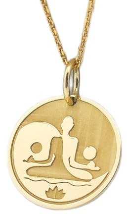 Halskette aus 925er Sterlingsilber, 25 mm | 18 Zoll Kette | Yoga-Ying-Yang-Anhänger | Yin-Yang-Symbol-Schmuck | zierlicher Yoga-Münzanhänger mit Chakra | Yoga-Charm | handgefertigt, vergoldet |00025