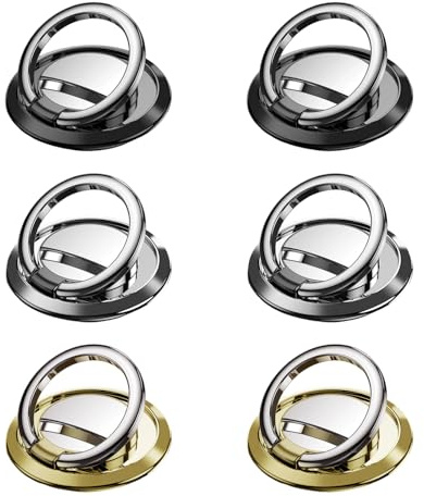 Zegnuem Ring, Handy Ring Halterung 360° Drehbar Handyring 180° Aufklappbar Handyringhalterung Finger Ultradünn OHN Handyrin Universeller Griff und Ständer 6 Stück