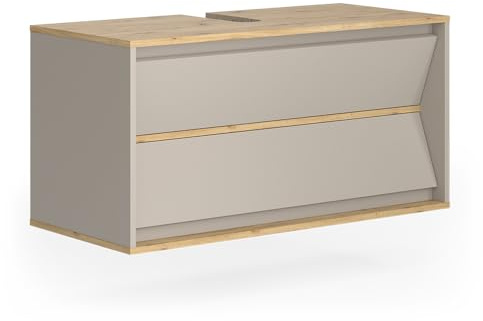Vicco Meuble sous Vasque Simple Edelin, Cachemire, 100x50cm avec 2 tiroirs