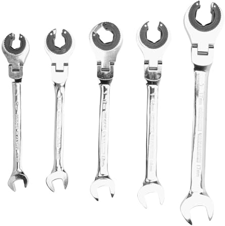 DriKou 5-teiliges Ratschenschlüssel-Set, doppelseitige offene Schraubenschlüssel für Klimaanlagen-Bremsleitungen, 10 mm, 11 mm, 13 mm, 14 mm, 17 mm