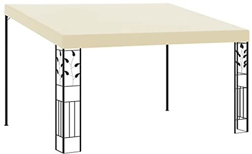 Wand-Pavillon 4x3x2,25m Cremeweiß, Stahlrahmen, Polyesterdach, Terrassen-Sonnenschutz, Garten-Freizeit-Pavillon, Outdoor-Wetterbeständig