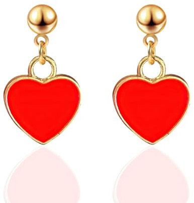 Creolen Herz, Herz Ohrringe, Heart Earring, Ohrringe Herzform, Valentinstag Hearts Earring Hängend, Heart Ohrstecker, Statement Ohrringes Creolen mit Anhänger Gold, Erlesener Schmuck für Damen