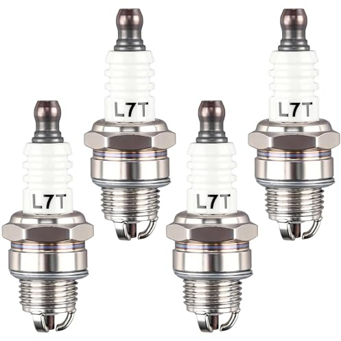 ZenithCove 4 Pack L7T Spark Plug, 3-Electrode High Performance Spark Plugs | Replacement for NGK BPMR7A Champion CJ8 RCJ6Y RCJ7Y Compatible with Stihl Husqvarna Chainsaw Lawnmower 2-Stroke Engines
