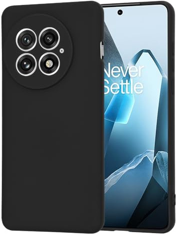 Techsuit für OnePlus 13 Hülle mit Soft Touch, Samtige Textur, Magnetring Kompatibel, Stoßfest, Minimalistisches Design, Erhöhte Kanten, Anti Fingerabdruck, SoftFlex Series, Silikon, Schwarz