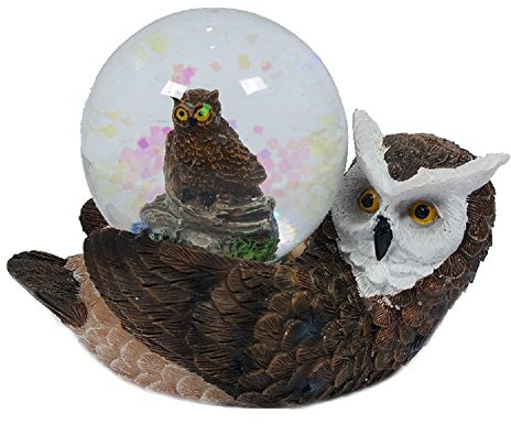PIA International Glitzerkugel Eule, liegend Schneekugel Tier Tiere Vogel Vögel Schneekugeln Eulen