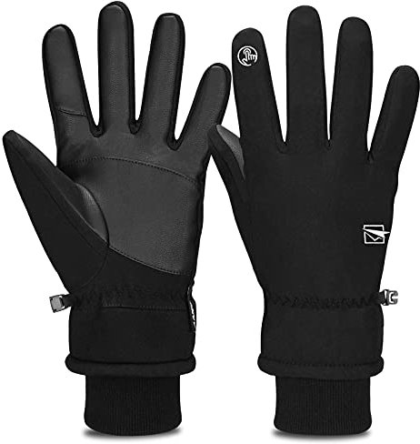 TOLEMI -20℉ Waterproof Ski Gloves, 3M Thermal Touchscreen Insulated Gloves for Snowboarding, Cycling, Running, Climbing, Hiking, Outdoor Sports (Black, L)
