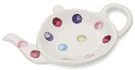 Cooksmart Organizador de Bolsas de té de cerámica con diseño británico | Plato para Bolsas de té usadas | Plato para bolsitas de té con diseño Moderno - Spotty Dotty