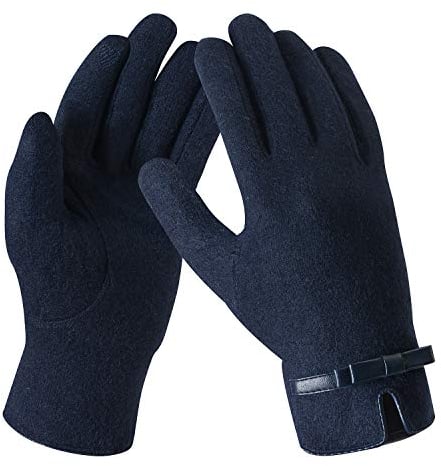 Bequemer Laden Damen Winter Warm Kaschmir Touchscreen Handschuhe mit Fleece Gefütterte, Elegant Winterhandschuhe Gestrickte Handschuhe mit Schleife Dekoration