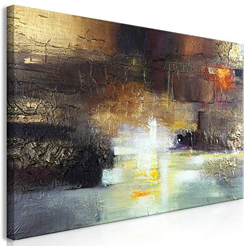 murando - Tableau décoratif abstrait 120x60 cm - Impression sur toile colorée - Décoration murale pour salon et chambre - Gris beige - Abstraction artistique moderne texture tendances a-A-0451-b-a