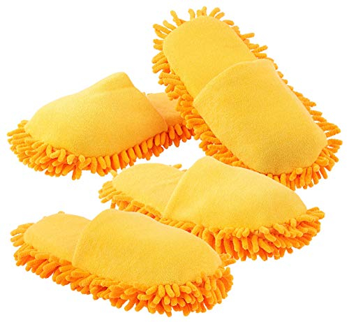 infactory Mopp Pantoffeln: 2er-Set Putz-Hausschuhe mit reinigender Mikrofaser-Sohle, je Gr. 39-41 (Bodenreiniger Putzschuhe, Boden-Wischer-Schuh, Mitbringsel)