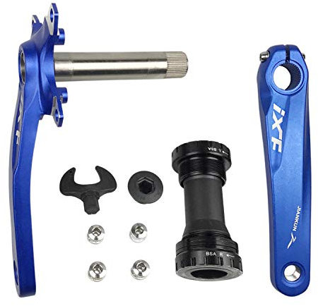 BNVB Kurbelarm-Set, 170 mm, 104 BCD Mountainbike-Kurbelgarnitur mit Tretlager, Kurbel und Kettenblattschrauben für MTB BMX Rennrad, kompatibel mit Shimano, FSA, Gaint (Schwarz/Rot/Silber), blau