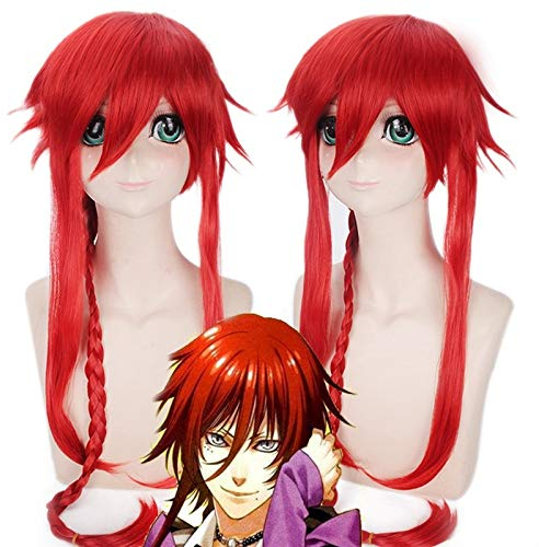 Kamigami No Asobi Loki Laevatein Cosplay Perücken für Frauen Mann Unisex Synthetische Perücke Langes Geflecht Glattes Falsches Haar Roter Anime