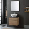 Kiamami Valentina Mobile bagno in quercia naturale 80cm con top in ceramica nero opaco e specchio Sole