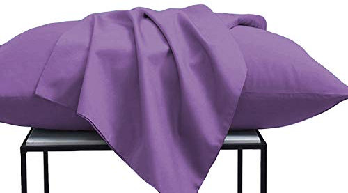 PETTI Artigiani Italiani - Coppia di Federe Cuscino 50x80 cm in Microfibra, Cuscini Arredo Camera da Letto, Divano, Set 2 Fodere Copricuscino, Federa Tinta Unita Viola, 100% Made in Italy