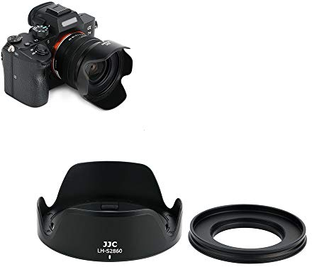 JJC Gegenlichtblende für Sony FE 28-60mm F4-5.6 Objektiv für Sony 16-50mm F3.5-5.6 II Objektiv, Umkehrbare Streulichtblende mit 40.5mm Adapterring passend für 40.5mm Objektivdeckel und Filter