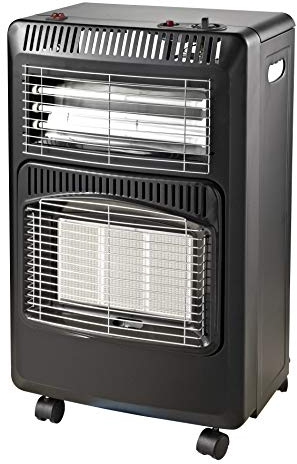 HOME It® Chauffage gaz intérieur – chauffage d’appoint gaz pliable avec 3 brûleurs infrarouges, ventilateur électrique intégré, sécurité ODS, 4,2 kW, roues, pour pièces 20-80 m²