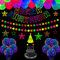 XJLANTTE 53 Stück Glow Neon Birthday Party Supplies - Neon Luftballons, Glow in The Dark Alles Gute zum Geburtstag Banner mit UV Schwarzlicht Reactive Cake Topper, Hüte