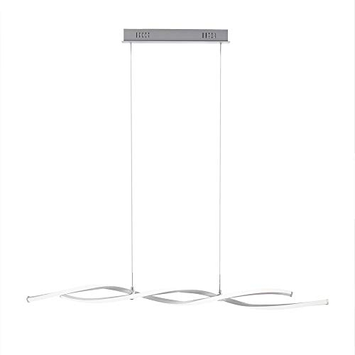 SellTec ED Pendelleuchte Wellenform silber, stufenlos dimmbar über Wandschalter, Memory Funktion, warmweiße Lichtfarbe