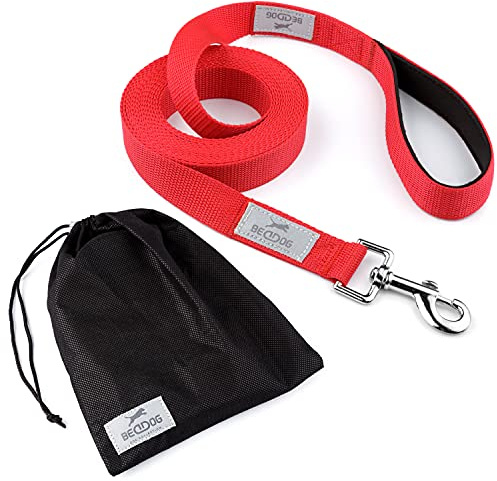 BedDog® Tyson Trainingsleine mit Aufbewahrungsbeutel, Lange Leine mit Handschlaufe, langlebige Schlepp-Leine, Hundeleine, Schwimmleine, robust 5m - rot