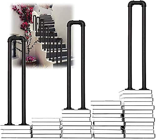 LYP Rampes d'escalier, Garde-Corps d'escalier en Fer forgé de sécurité antidérapant en Forme de U, avec kit de Montage, Convient aux marches intérieures et extérieures, Noir, 1 Paquet (Taille: 7