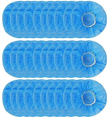Copri Cuffie Monouso, QeeFop 100 Pezzi Sanitario e Monouso Fodere Elastiche per Cuffie Cover Protettiva, Adatti per Cuffie Intrauricolari/Auricolari da 8,5 a 11 cm (Blu)