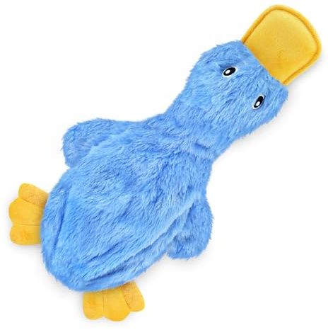 Best Pet Supplies Interactive Squeaky Dog Chew Toy, Ideal Dog Toys for Chewers, Small, Medium & Large Dogs, and Fetch Lovers - Crinkle Duck (Blue), Large