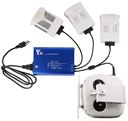 LYONGTECH Akku Ladegerät für DJI Phantom 4/4 Advanced/4 Pro V2.0/4 Pro Drohne, lädt 3 Batterie und Fernbedienungen,Parallel Akkuladestation Hub Zubehör