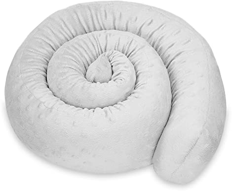 Totsy Baby Boudin de Porte Isolant Froid 400 cm – Bas de Porte et fenêtre Coupe-Vent décoratif Idéal pour entrée Maison fenêtres et Coussin pour Chambre Enfant Minky Gris Clair