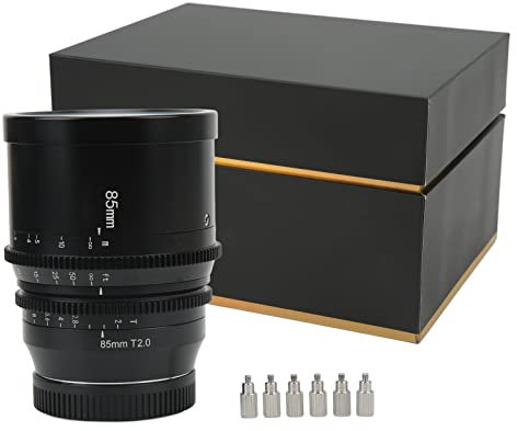 EVTSCAN Obiettivo della Fotocamera da 85 mm, 7 Artisans 85 mm T2.0 Obiettivo cinematografico Full Frame ad Ampia Apertura Messa a Fuoco Manuale R Mount Obiettivo cinematografico per Rosso