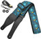 Guitar Strap, Jacquard Embroidered Cotton Straps with Leather Ends Shoulder Strap for Bass, Acoustic, Electric Guitar (Jacquard Teal Blue)