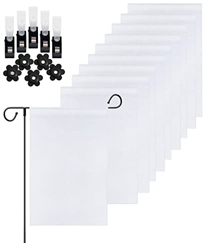 Blanko-Sublimations-Gartenflagge, 30,5 x 45,7 cm, DIY-Rasenflaggen, Polyester, einseitige Flagge mit kostenlosem Anti-Wind-Clip und Stopper, Hoflagge für Garten oder Hof, Dekoration (10 Stück)