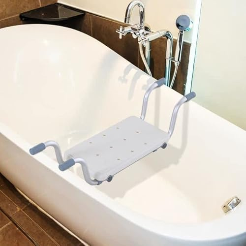 THINFAR Badesitz – Hängender Sitz verstellbar – Badhocker – Länge verstellbar 73 – 83 cm (73 – 83 x 22 x 18 cm – Silberweiß)