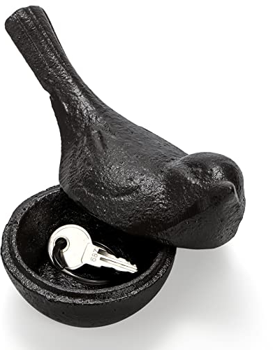 Pumtus Schlüsselanhänger aus Gusseisen, Vogel-Versteck-Schlüsselhalter, kleine Gartenstatuen für den Außenbereich, Ersatzschlüssel für den Innenbereich, Ringe, Büroklammern