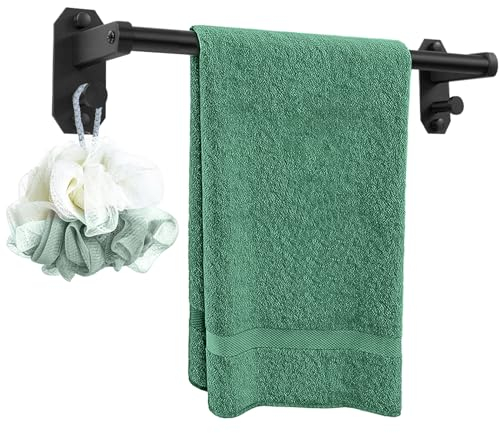 Zindoo Porte Serviette Salle de Bain, Porte Serviette Murale 30cm Acier Inoxydable sans Perage Deux Méthodes D'installation (avec Adhésifs Soit et Vis) pour Salle de Bain Cuisine (Noir)