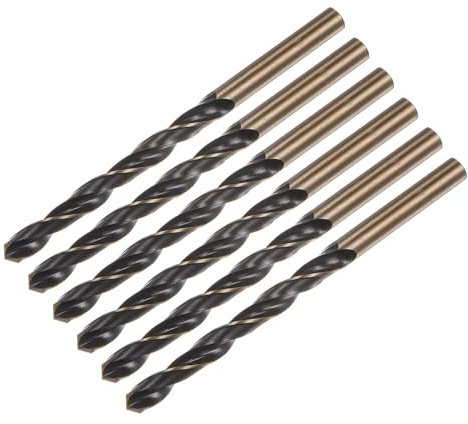 sourcing map 6pcs Jobber Drill Bits 7mm Black Nitride & Gold Titanium Coated 4341 High Speed Steel (HSS) 135 Degree Split Point Twist Drill Bits for Stainless Steel Metal Plastic Wood