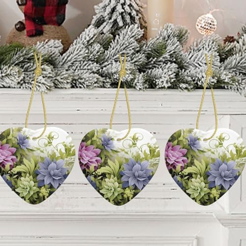 Porzellan Ornamente Floral Wirbel Efeu Herz Weihnachten Ornament Hängende Keramik Ornament Weihnachtsbaum Hängende Ornament für Geburtstag Neujahr Wohnkultur