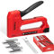 SHALL Graffettatrice Leggera per Legno - Graffettatrice Rossa per Tappezzeria con 1600 Graffette JT21 da 1/4, 5/16, 3/8 e levapunti - Graffettatrice per Tessuti per Artigianato