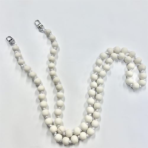 Wambere Universal Holzperlen Handykette SchlüsselbandKette Schlüsselkette Holz Perlen Handyband Handy Lanyard Anhänger Handy Schmuck Handyanhänger Taschenkette Beutelkette für Damen Mädchen,Weiß