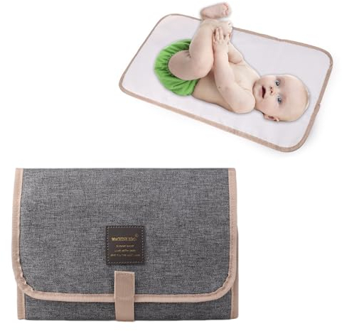 Tragbares Wickelunterlage, Faltbar Baby Wickelauflage, Wickelunterlage Wasserdichte, Wickelunterlagen für Baby, Geeignet für Unterwegs, Grau, Aufgeklappte Größe 58.5 x 30.5 cm