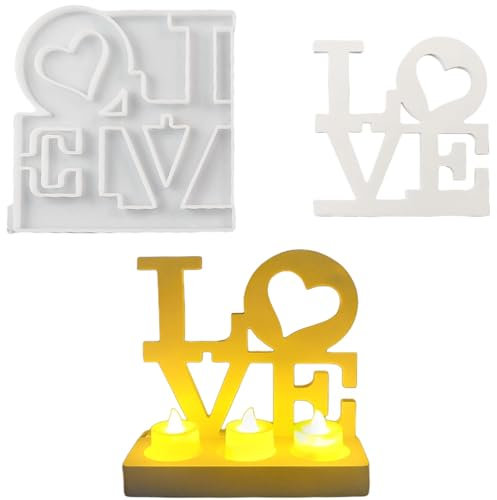 Silikonformen Gießformen, Silikonform Kerzenhalter, DIY Kombination Gießform Kerzenhalter, Gipsformen zum Gießen (Einsatz - LOVE)