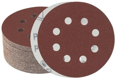 Meccion 125mm Disque de Ponçage 50 Pièces 100 Grain 8 Trous Disques Abrasifs pour Ponceuse Excentrique