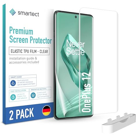 smartect TPU Schutzfolie [2 Stück, Klar] kompatibel mit OnePlus 12, Bedeckt das ganze Display, Bildschirmschutz Blasenfrei, Displayschutzfolie Anti Fingerabdruck